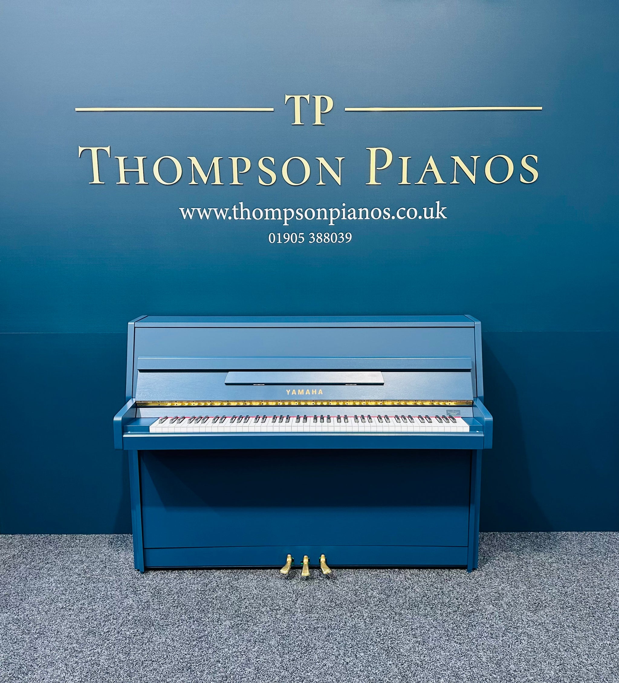 Yamaha C108 Upright Piano (Hague Blue)
