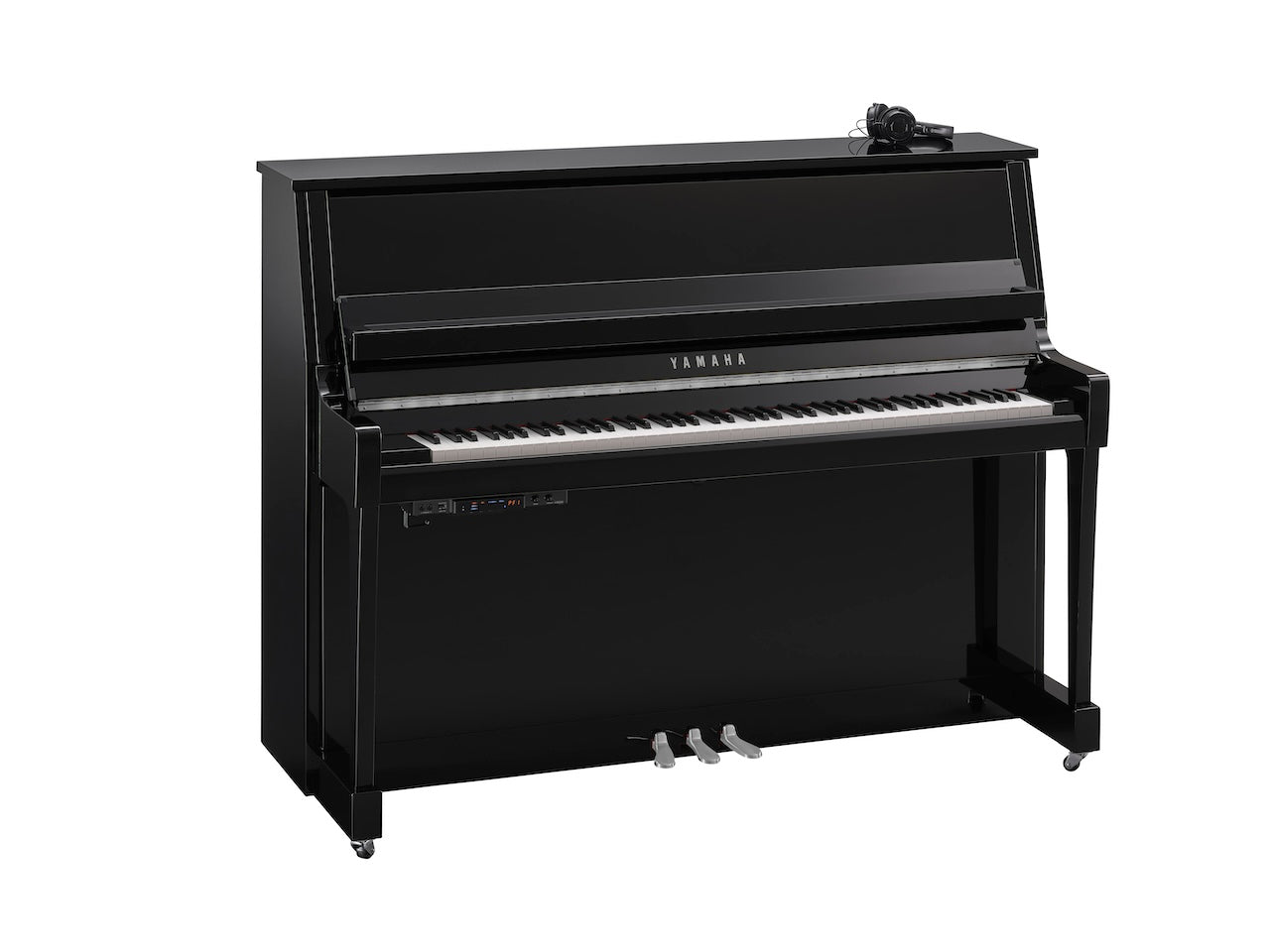 Yamaha B20 SC3 Silent Upright Piano in Polished Ebony with Chrome Fittings