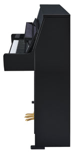 Yamaha B10 SC3 Silent Upright Piano Polished Ebony with Brass Fittings | Thompson Pianos