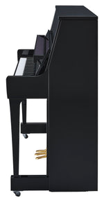 Yamaha B20 SC3 Silent Upright Piano in Polished Ebony with Brass Fittings | Thompson Pianos